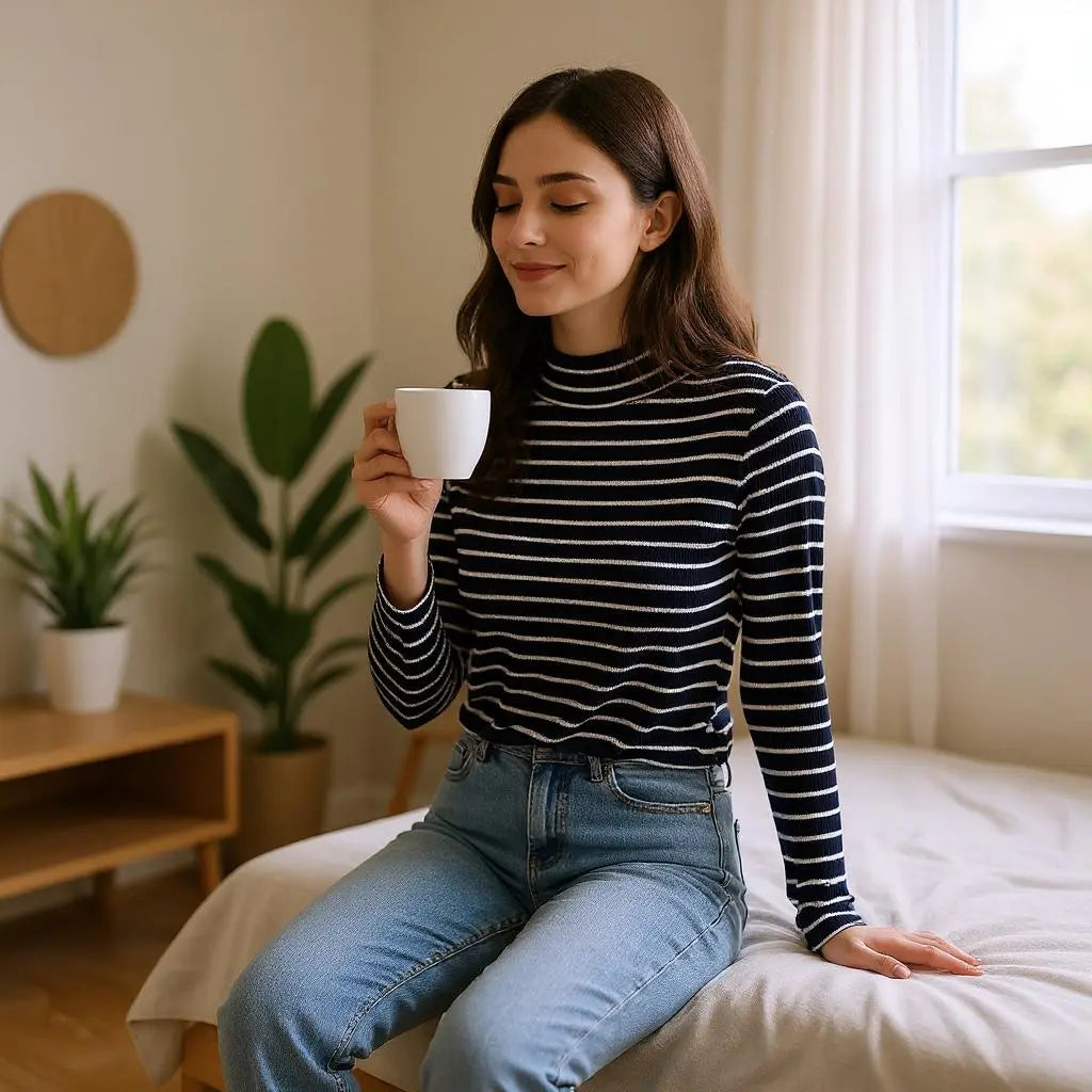 Sous-Pull Noir à Rayures Blanches - Taille XS - C&A C&A