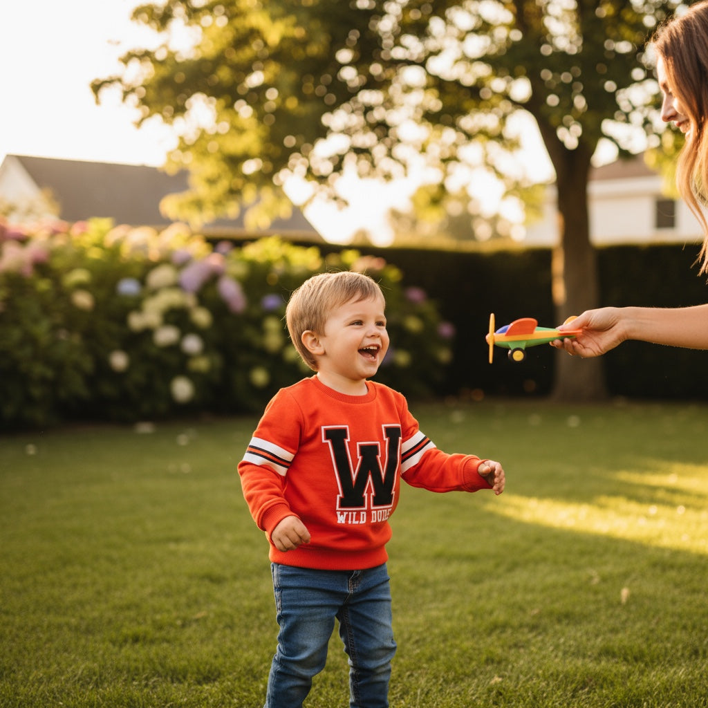 Sweat garçon C&A 4 ans rouge Wild Dude manches à bandes