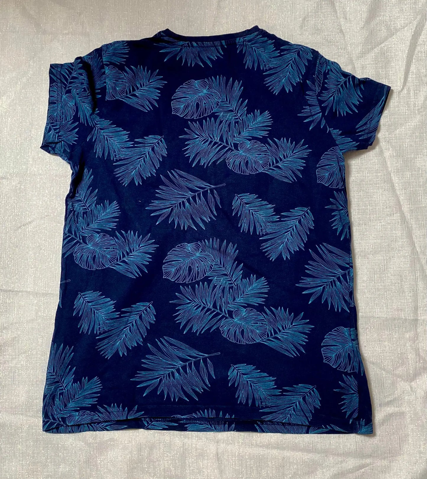 T-shirt Ado Garçon Bleu Foncé avec Imprimé Feuilles Tropicales, Taille 14 Ans (155-167 cm) - Marque In Extenso, Auchan in extenso