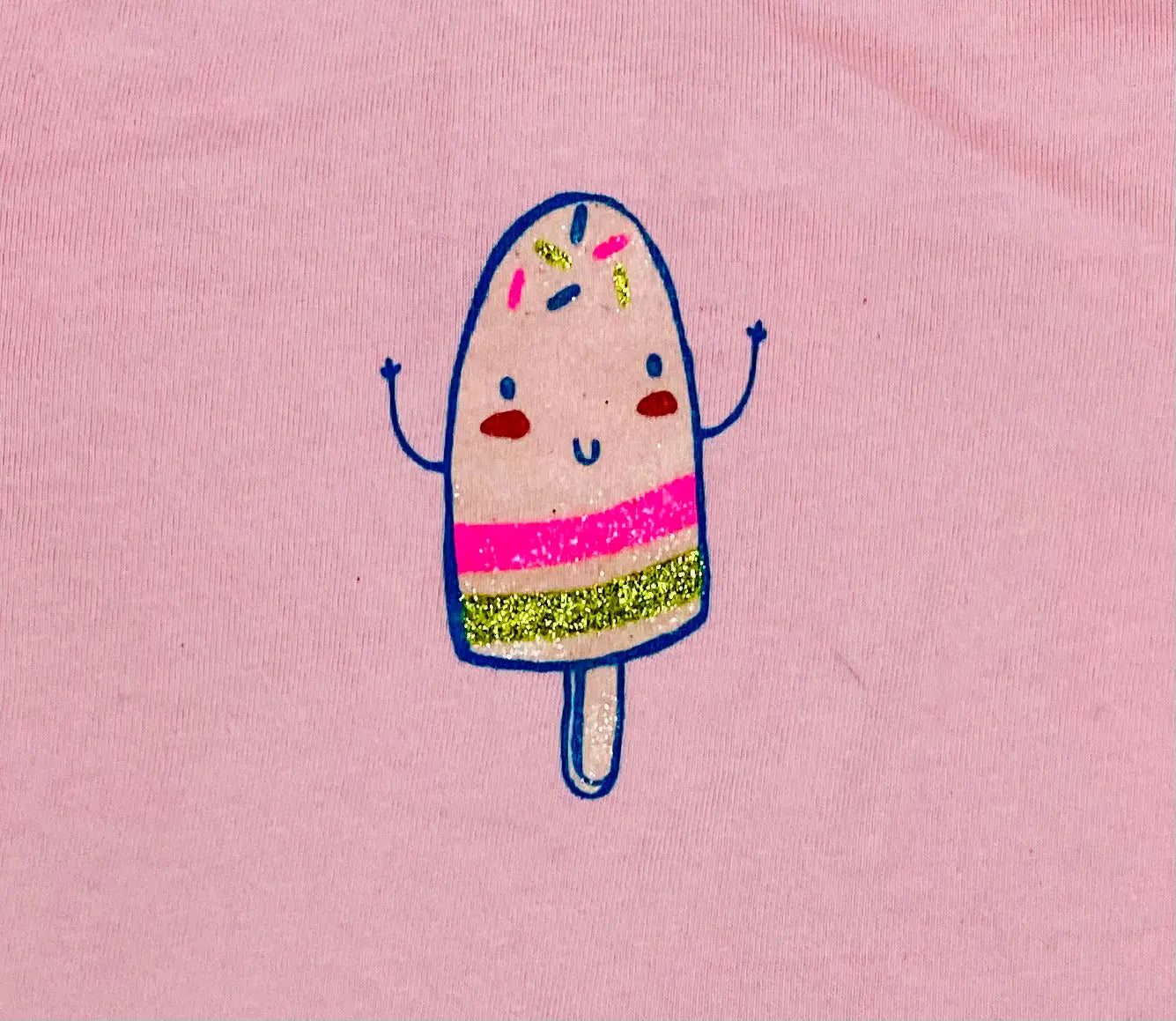 T-shirt Bébé 6 Mois - 67 cm Rose avec Motif Glace Souriante - Manche Longue et Attache Dos - Super U super u