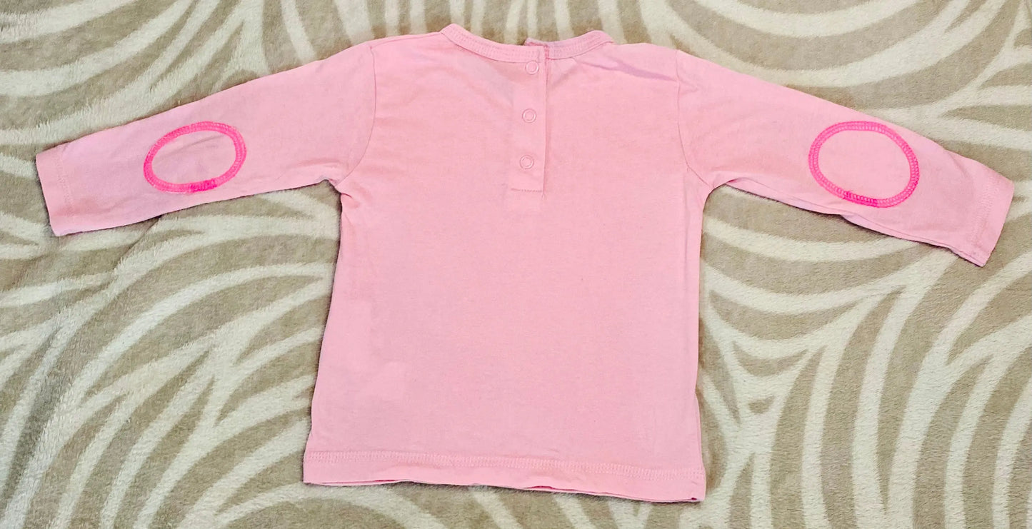 T-shirt Bébé 6 Mois - 67 cm Rose avec Motif Glace Souriante - Manche Longue et Attache Dos - Super U super u