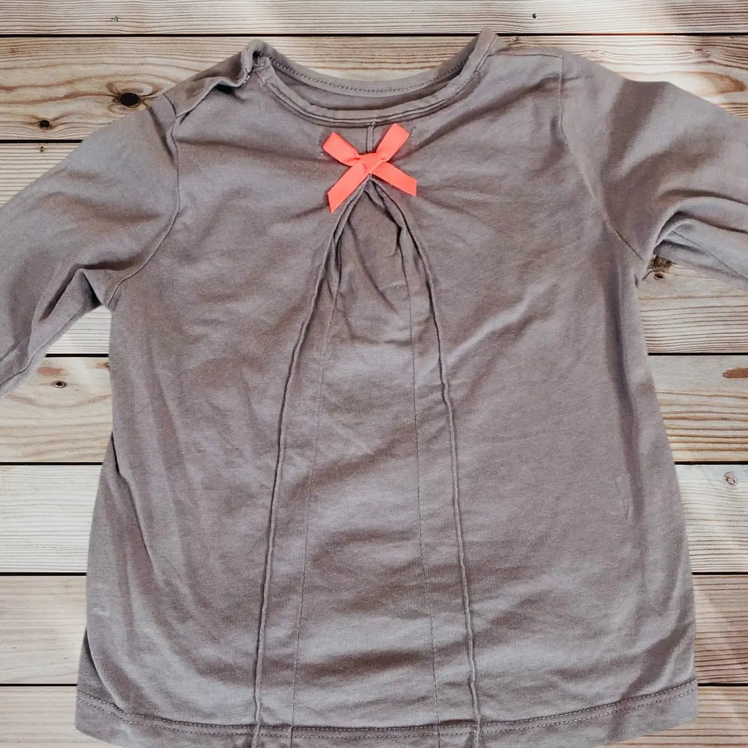 T-shirt Bébé Fille 12 Mois Mes Petits Cailloux - Taupe Sirène et Noeud Rose Stokomani