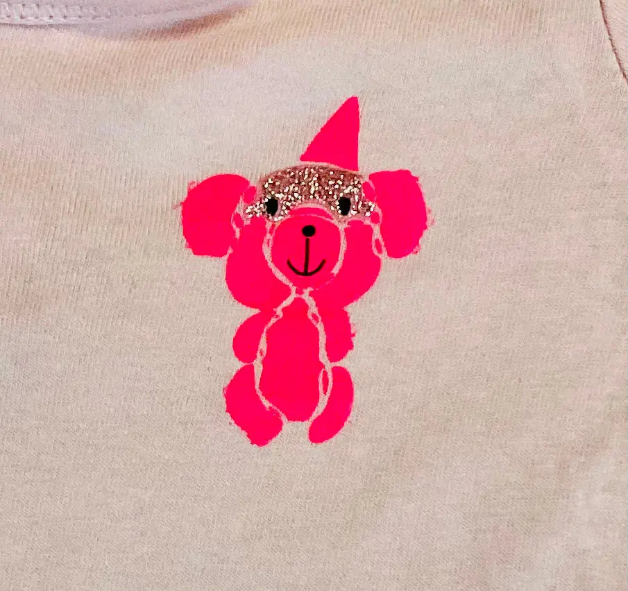 T-shirt Bébé Fille 6 Mois - Super U, Rose Clair avec Ours Pailleté et Boutons Pression superU