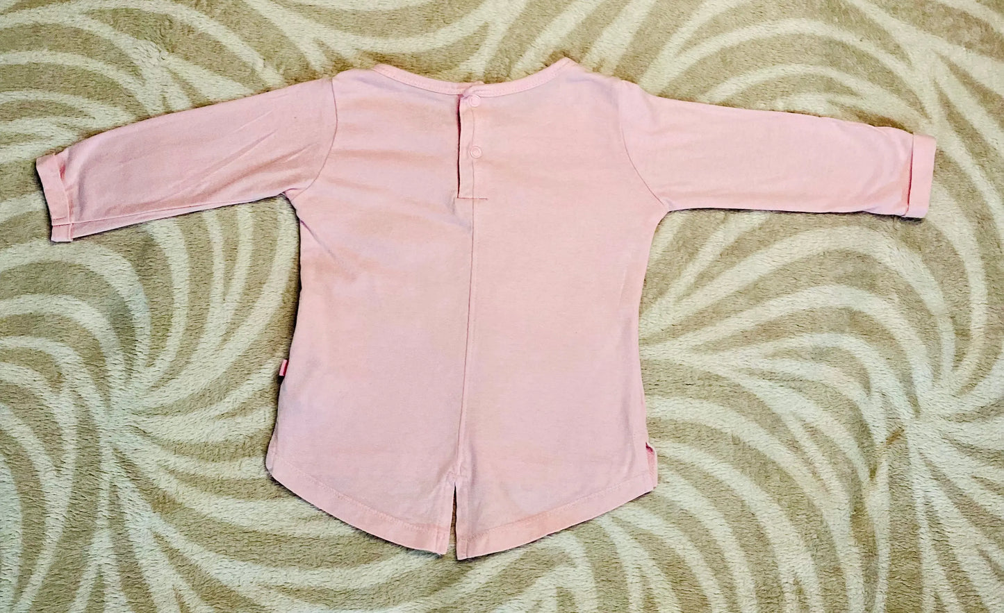 T-shirt Bébé Fille 6 Mois - Super U, Rose Clair avec Ours Pailleté et Boutons Pression superU