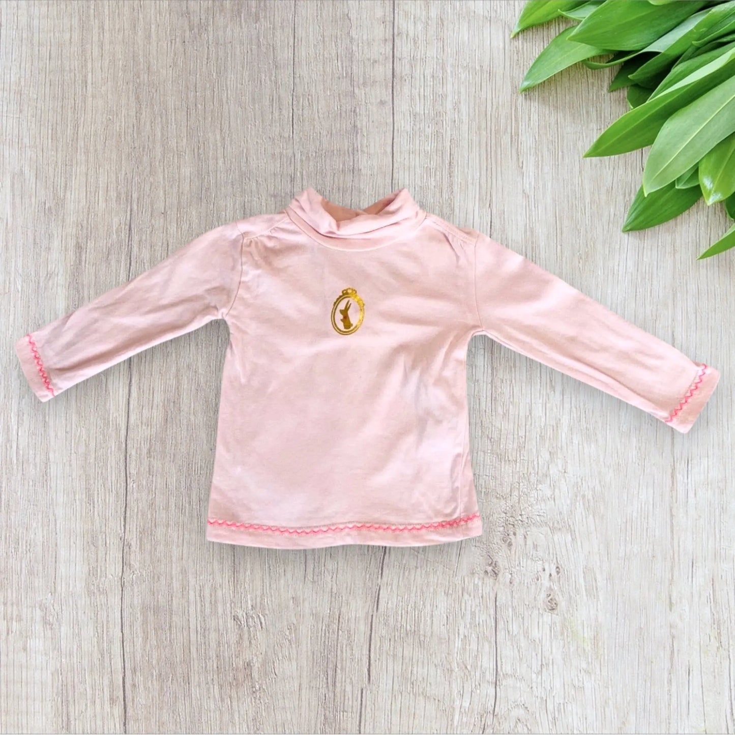 T-shirt Bébé Fille 6Mois Rose - Lapin Doré et Coeur Rose SuperU superU