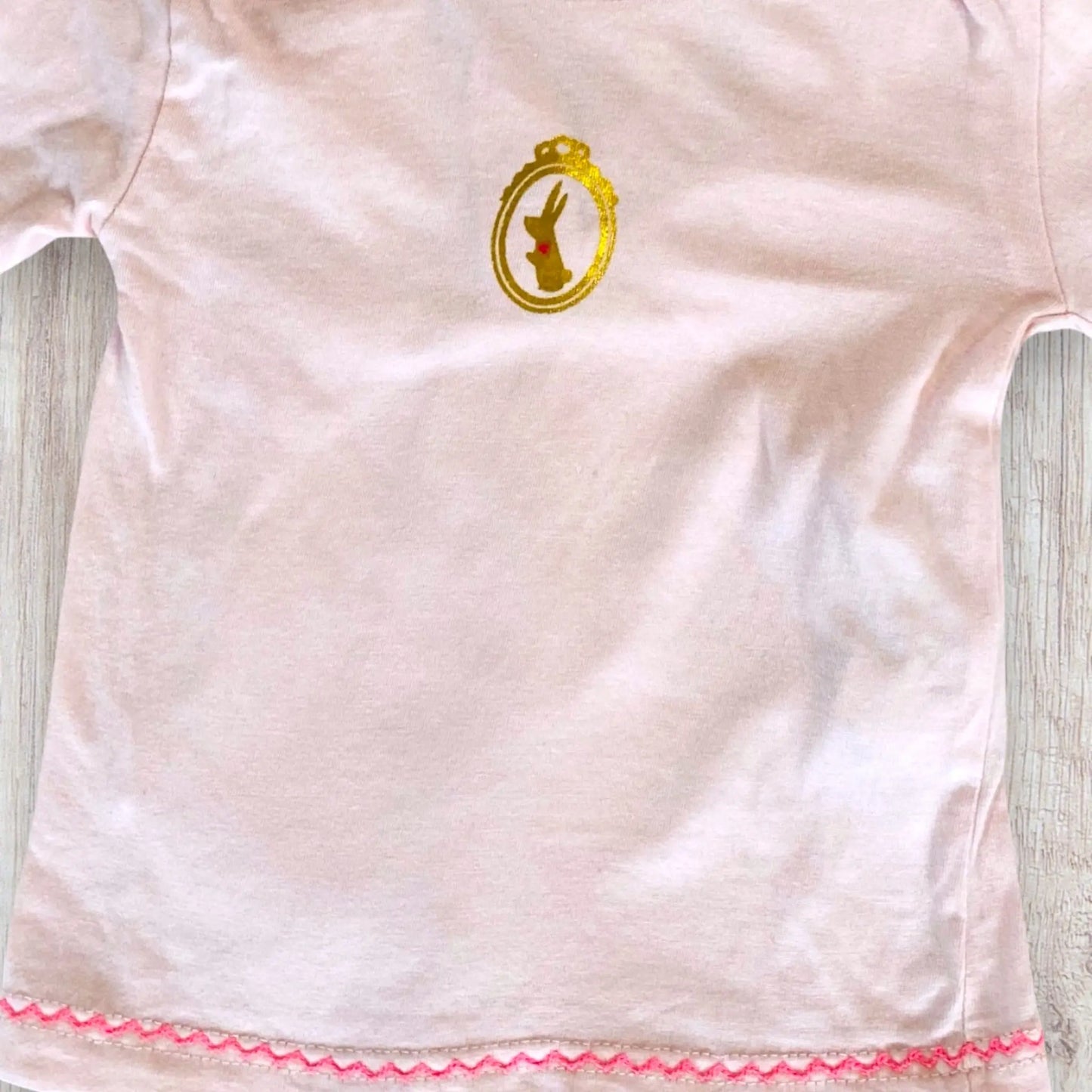 T-shirt Bébé Fille 6Mois Rose - Lapin Doré et Coeur Rose SuperU superU