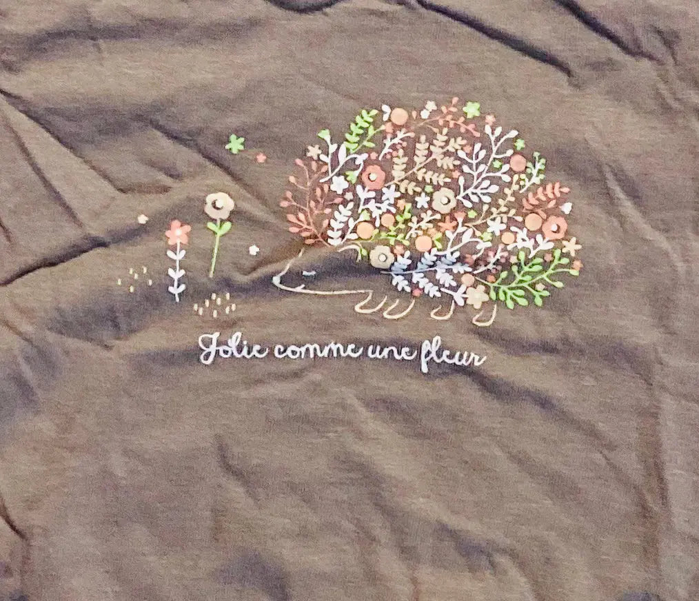 T-shirt Bébé Fille Taupe 6 Mois - Hérisson Fleurie - Mes Petits Cailloux Stokomani