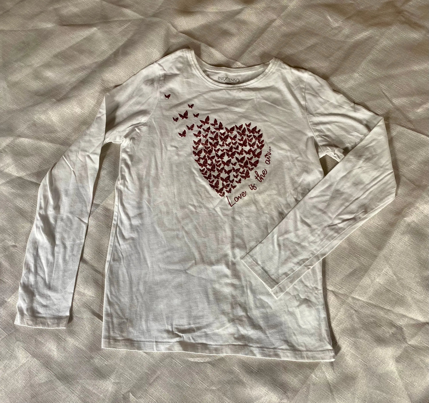 T-shirt Blanc à Papillons Pailletés Fille 12 ans - Inextenso inextenso