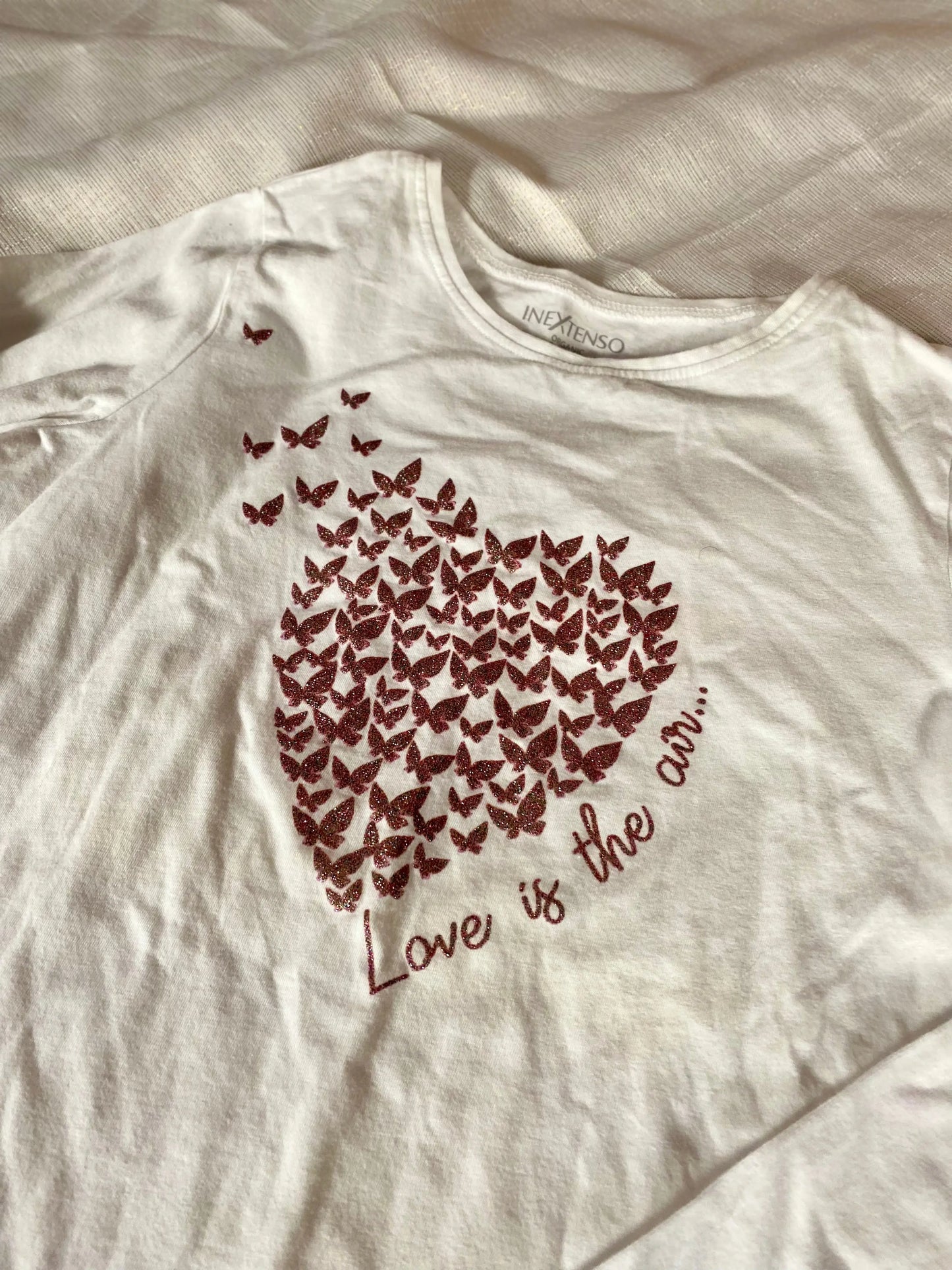 T-shirt Blanc à Papillons Pailletés Fille 12 ans - Inextenso inextenso