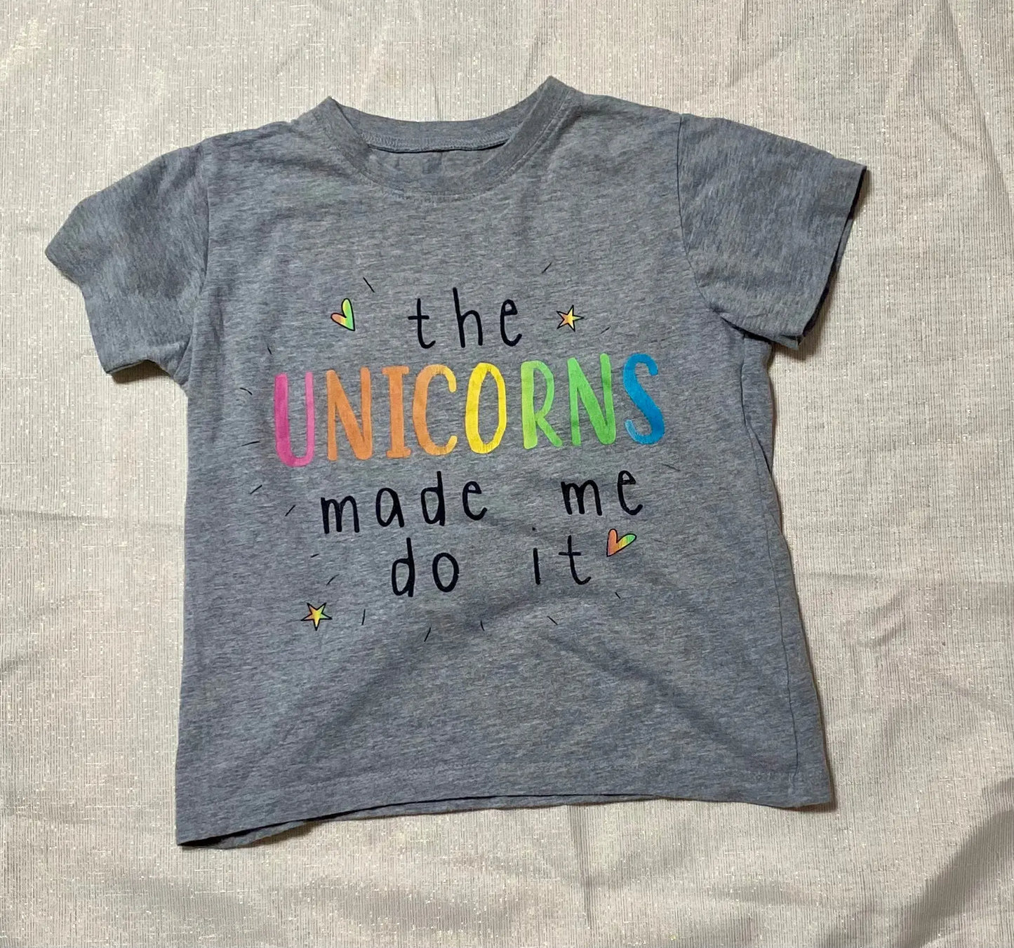 T-shirt Fille Gris Multicolore à Manches Courtes, Taille 10-11 Ans -Babou babou