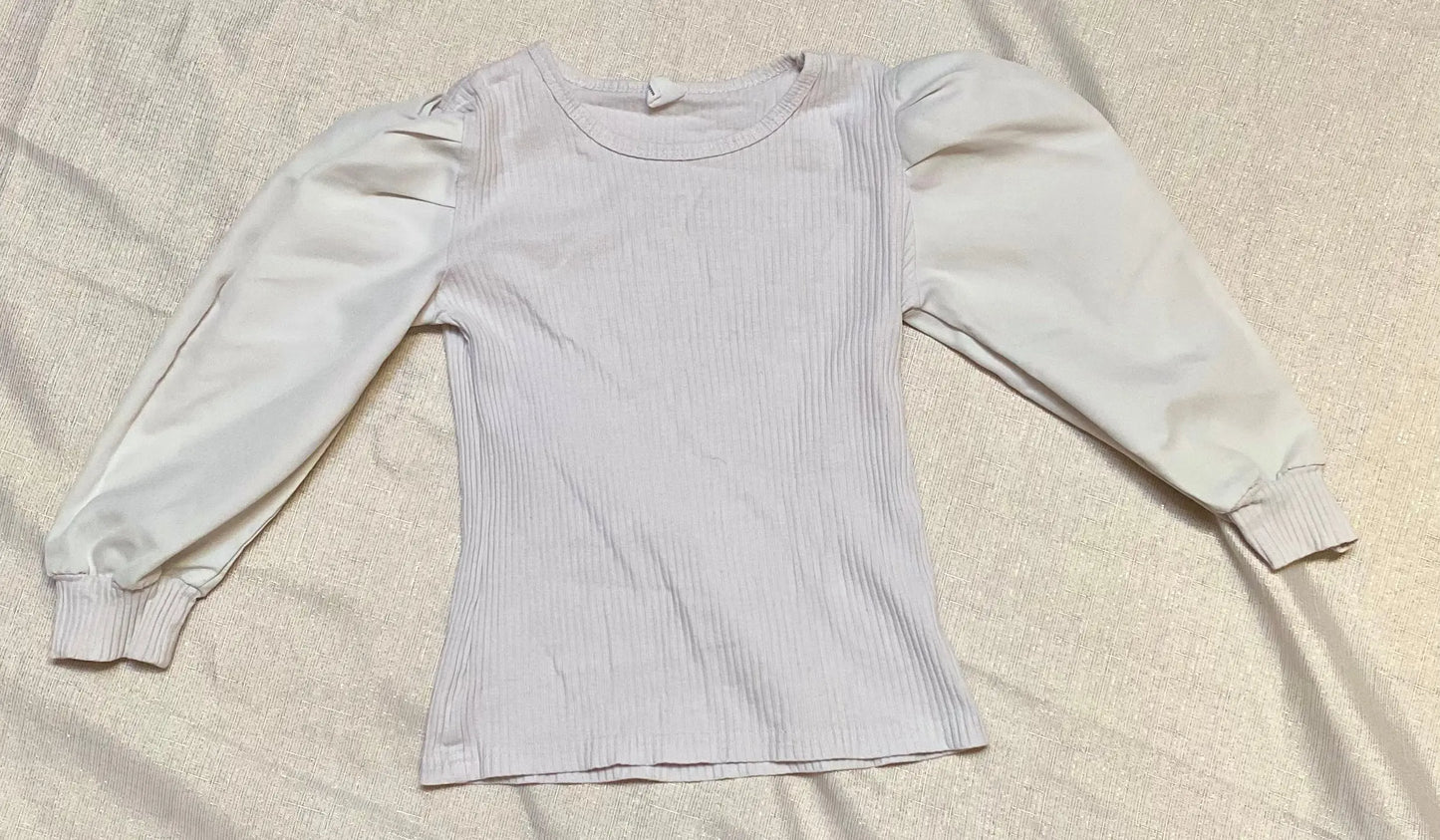 T-shirt Fille Rainuré avec Manches Bouffantes - Taille 6 ans, Blanc shein