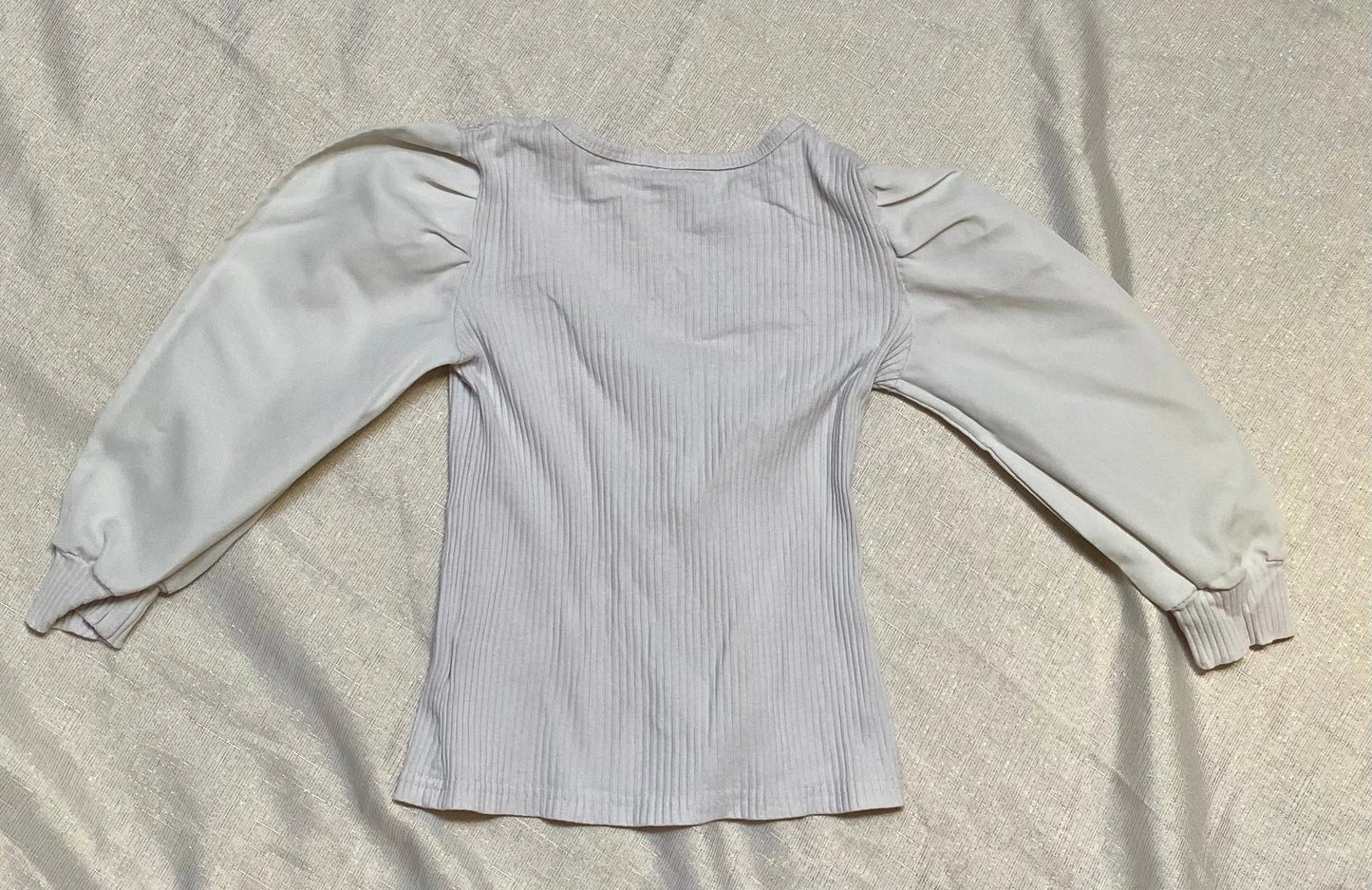 T-shirt Fille Rainuré avec Manches Bouffantes - Taille 6 ans, Blanc shein