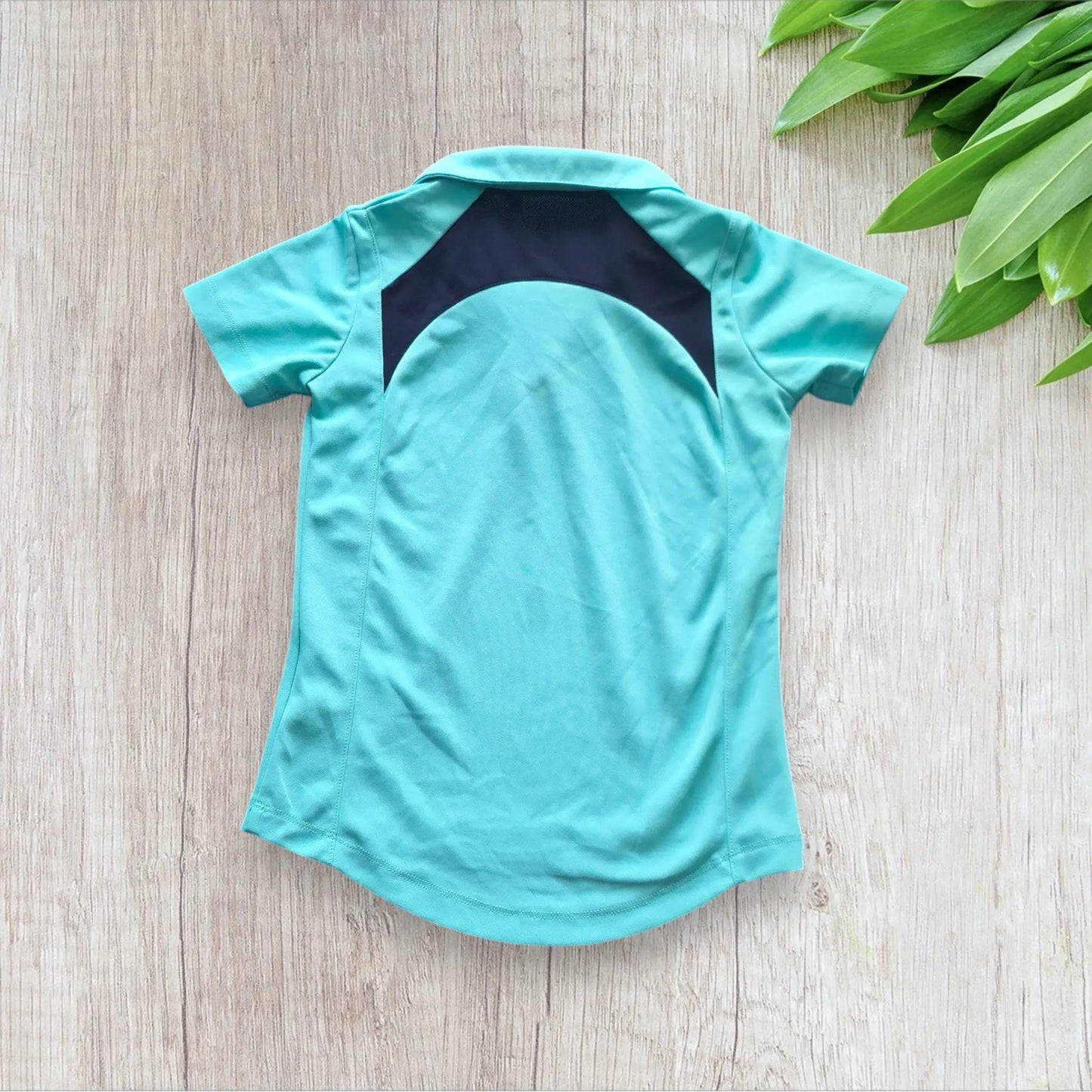 T-shirt équitation enfant Fouganza 6 ans turquoise et bleu marine, très bon état