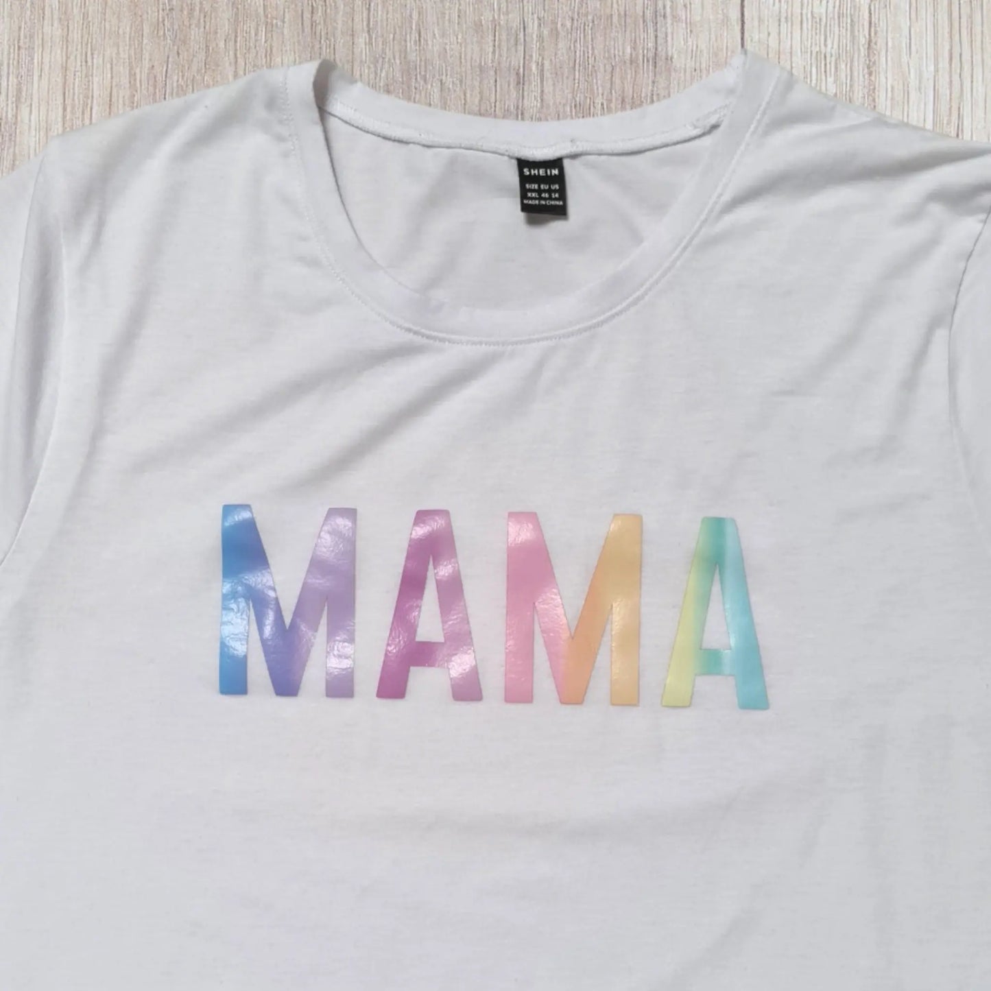T-shirt femme blanc "MAMA" – Shein taille 46 | Manches courtes & pastel shein