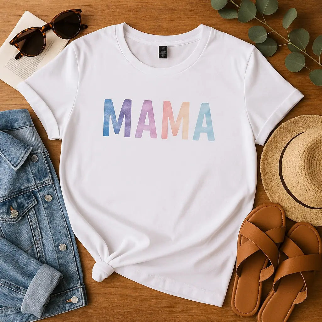 T-shirt femme blanc "MAMA" – Shein taille 46 | Manches courtes & pastel shein