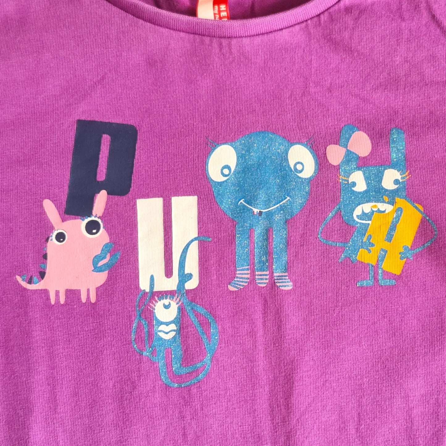 T-shirt fille Puma violet manches longues avec inscription colorée 4 ans