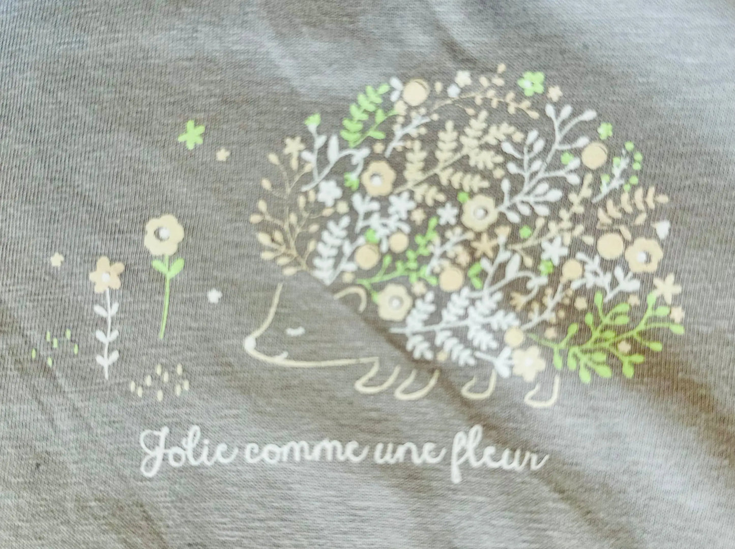 T-shirt fille taupe avec hérisson fleuri - Taille 3 mois - Bébé 9 bébé 9