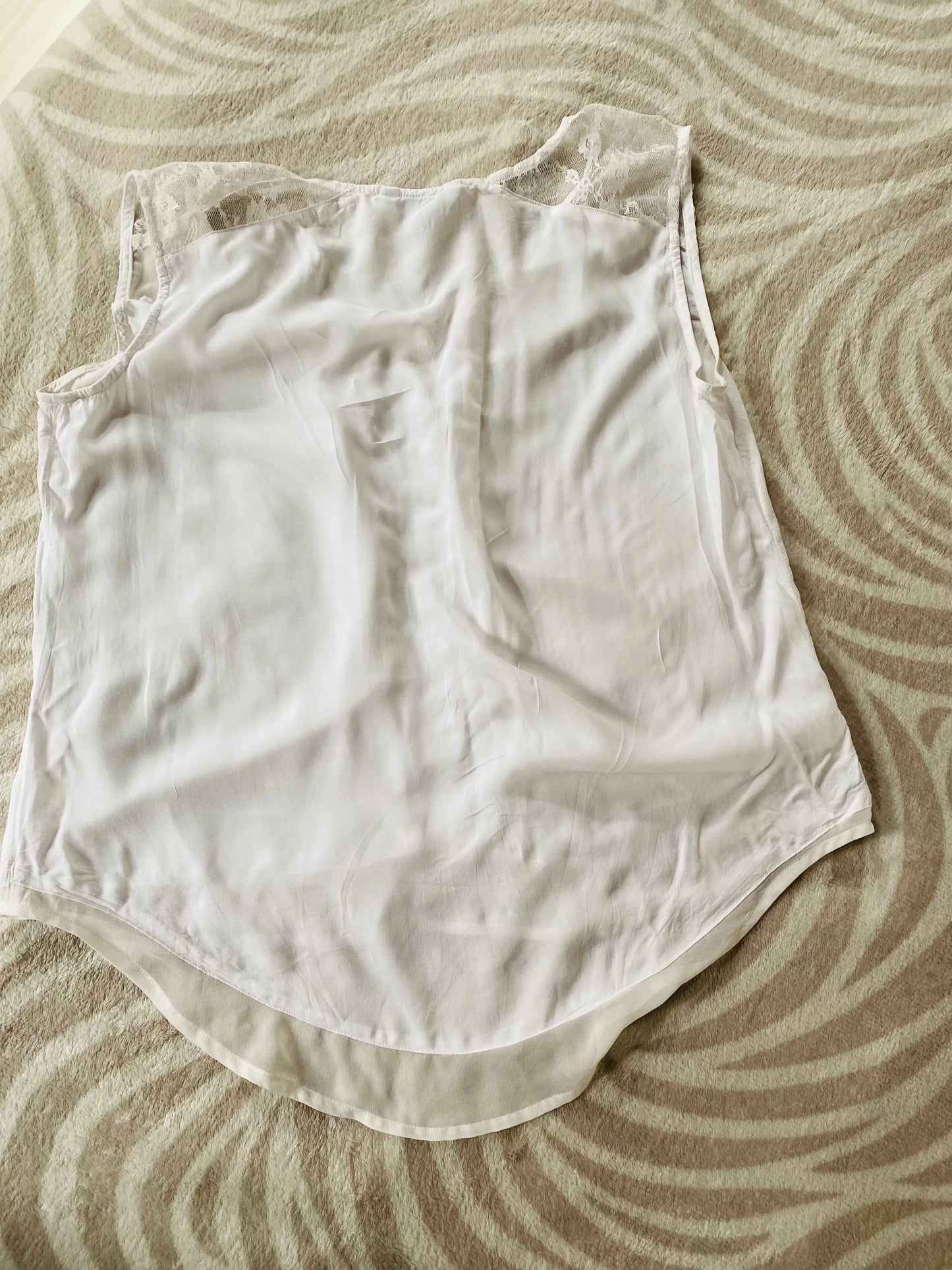 Top Débardeur Femme Blanc à Dentelle et Voile Transparent Taille Unique - Promod promod