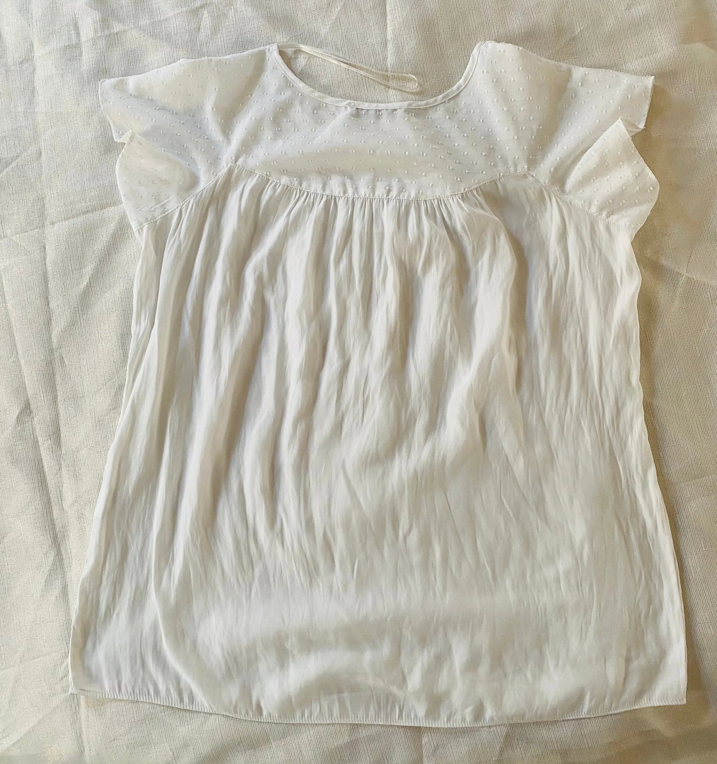 Top Fluide Blanc Femme Taille L Armand Thiery avec Perles Argentées Armand Thiery