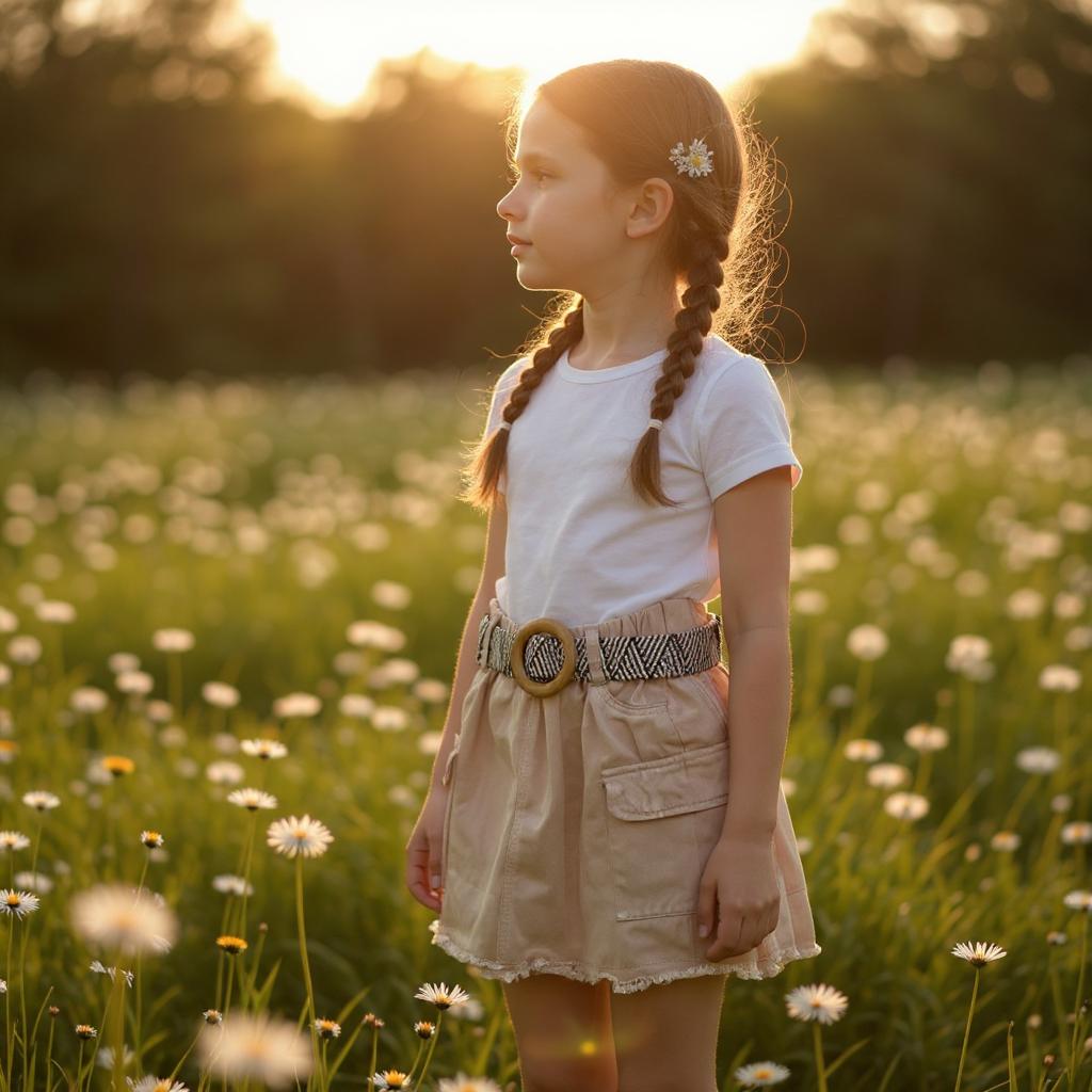 Jupe Cargo en Jean Beige avec Ceinture en Paille - Fille 6 ans, Shein - la petite friperie