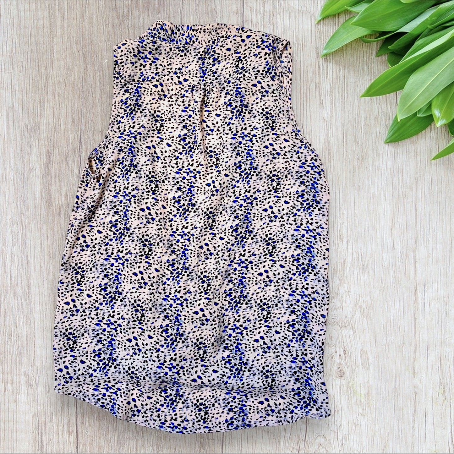 Top Débardeur Femme Mystic - Taille 36, Décolleté Plongeant, Imprimé Léopard Bleu Électrique