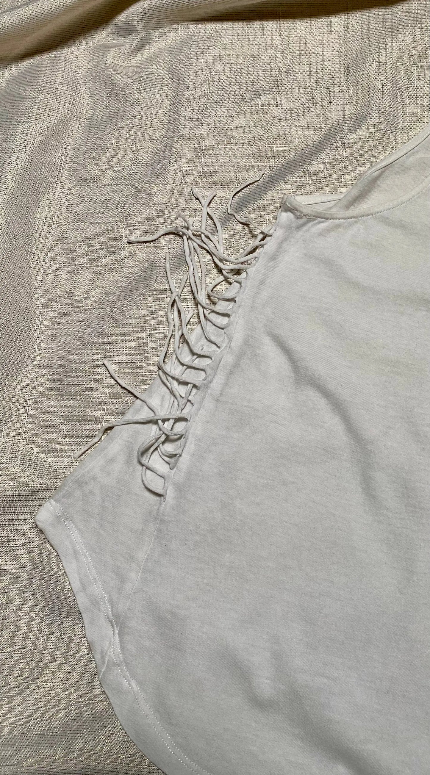 Débardeur Fille Zara Taille 13/14 ans - Large Bretelles Blanches avec Franges Évasées zara