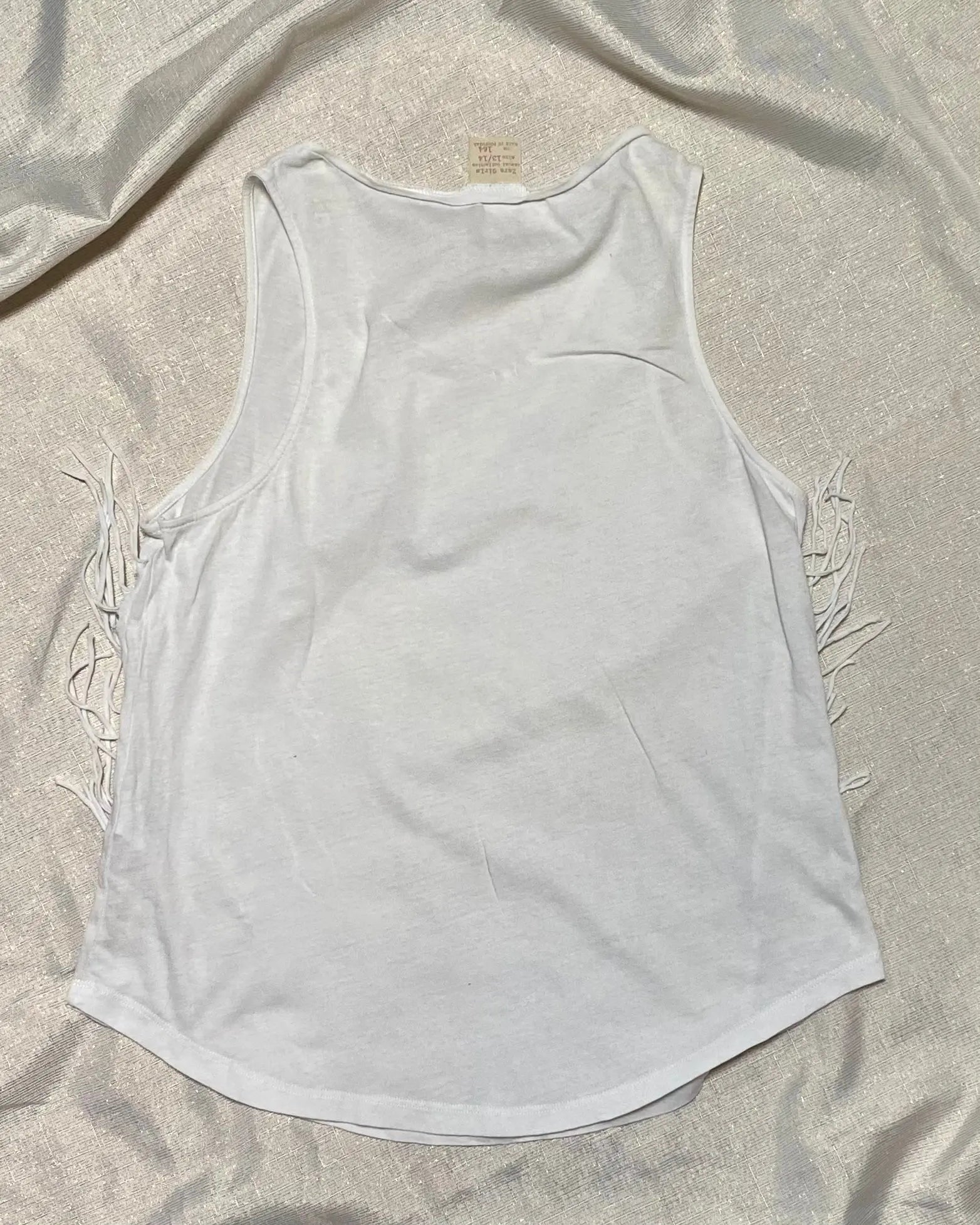 Débardeur Fille Zara Taille 13/14 ans - Large Bretelles Blanches avec Franges Évasées zara