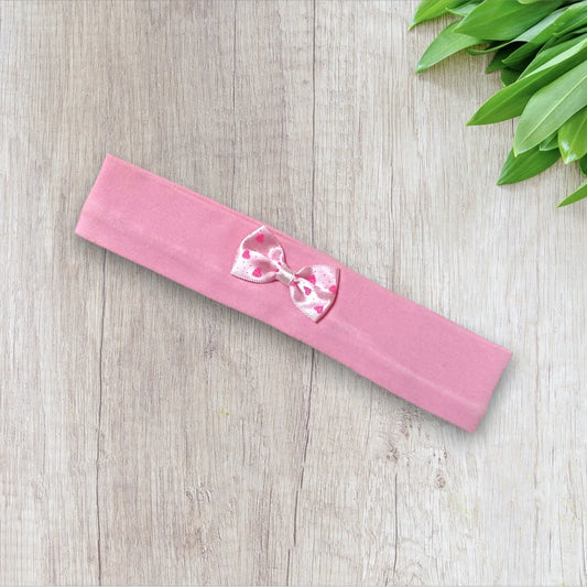 Bandeau Enchanté pour Nouveau-Né : Rose Délicat, Noeud à Pois et Cœur Adorable la petite friperie