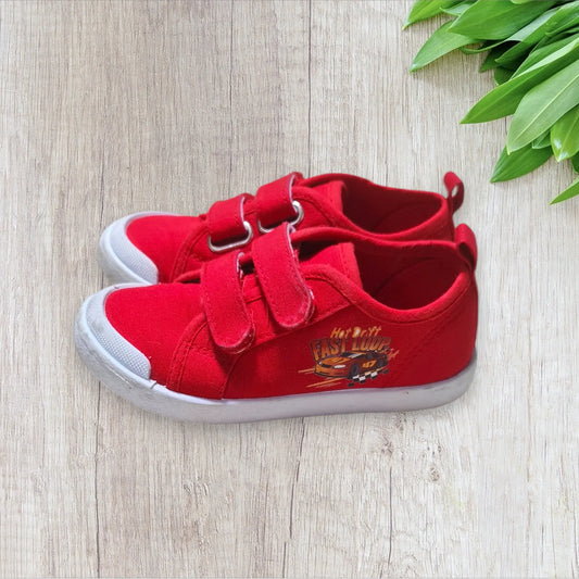 Baskets rouges Gémo enfant motif voiture pointure 28 très bon état scratch