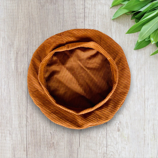 Béret Marron Côtelé en Tissu Léger - Taille 6/8 Ans, Effet Velours la petite friperie