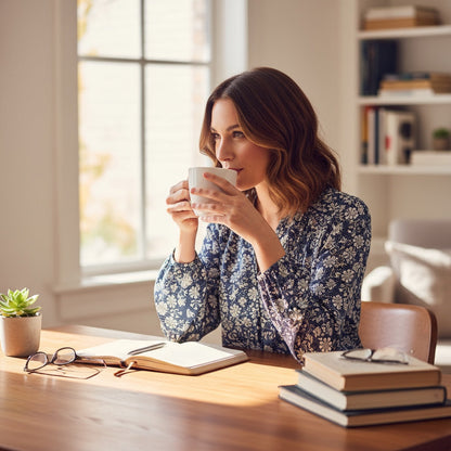 Blouse femme Gérard Pasquier 42 bleu marine à motif fleuri blanc, manches longues bouffantes et col à nouer