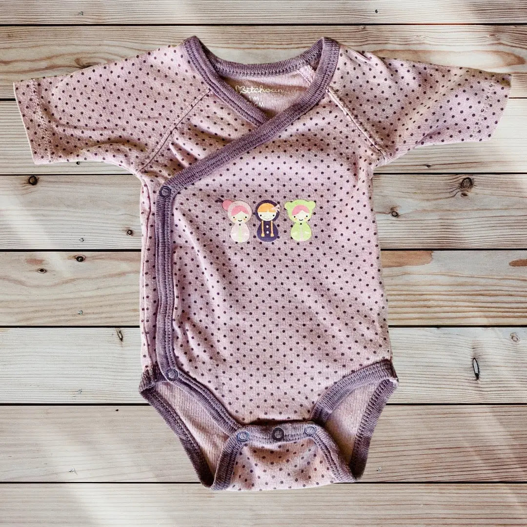 Body Fille 1 Mois (54 cm) - Manches Courtes Violet à Pois avec Motif Trois Petites Filles - Kiabi kiabi