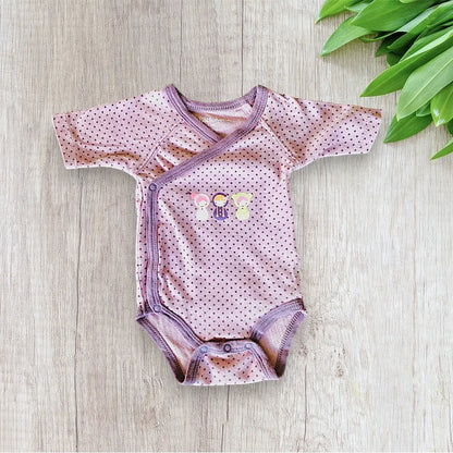 Body Fille 1 Mois (54 cm) - Manches Courtes Violet à Pois avec Motif Trois Petites Filles - Kiabi