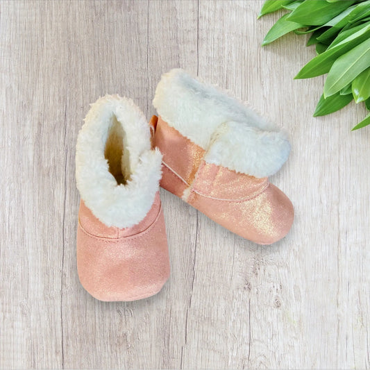 Bottes Fille Rose Clair Pailleté avec Moumoute - Taille 18 - La Boîte à Malice districenter