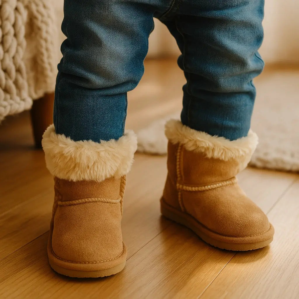 Bottes Mixtes en Feutrine Marron avec Fausse Fourrure - Taille 18 la petite friperie