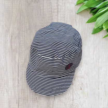 Casquette enfant rayée bleu marine blanche – taille 45 cm – visière incurvée