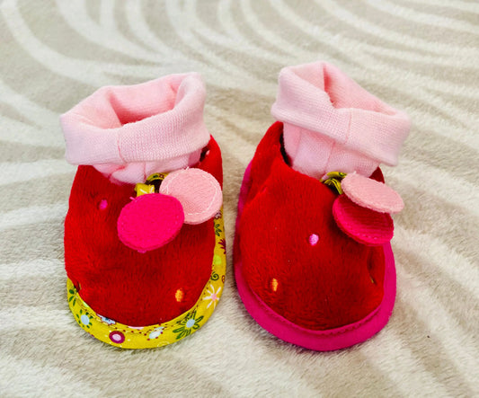 Chaussons Bébé Naissance Lilliputiens - Rouge à Pois Multicolores et Chaussette Intégrée Lilliputiens