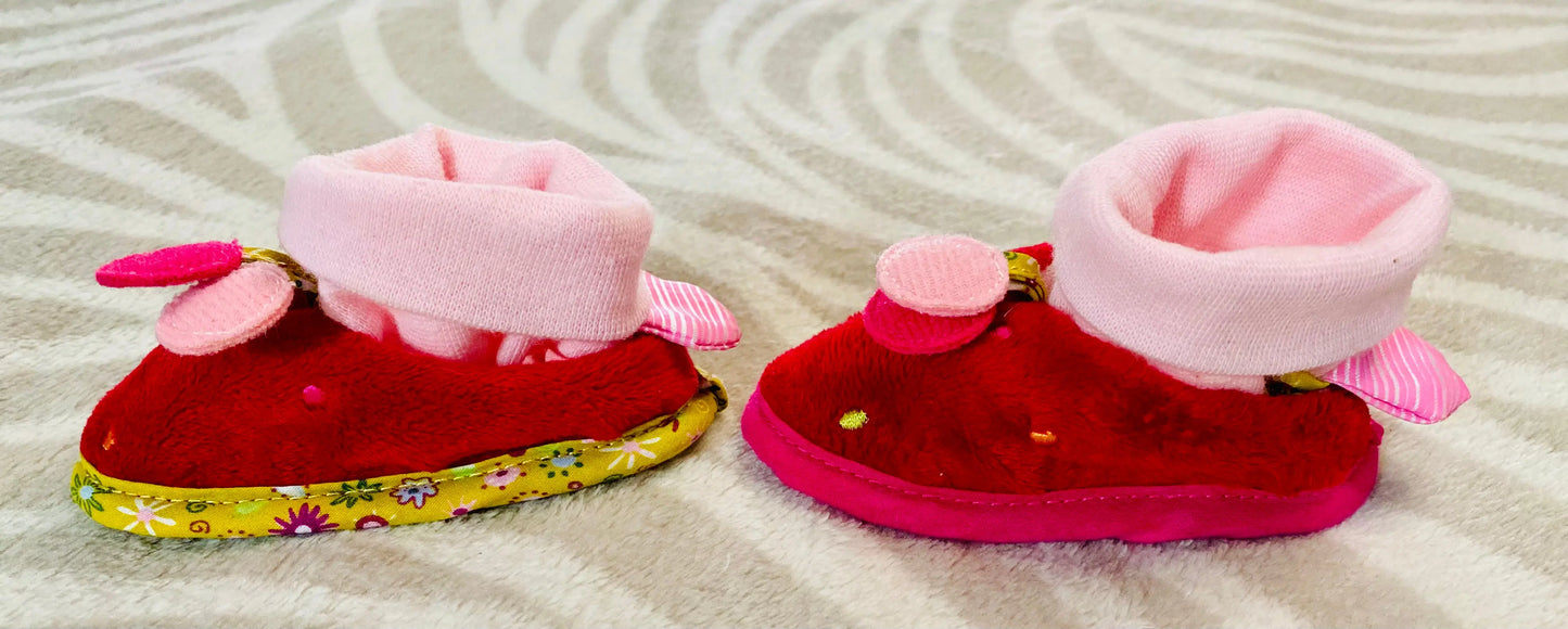 Chaussons Bébé Naissance Lilliputiens - Rouge à Pois Multicolores et Chaussette Intégrée Lilliputiens