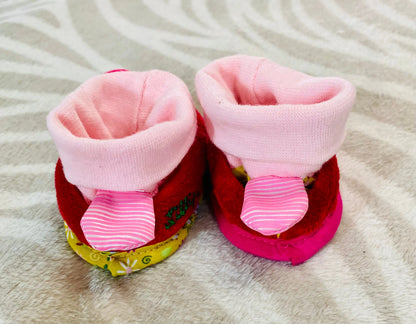 Chaussons Bébé Naissance Lilliputiens - Rouge à Pois Multicolores et Chaussette Intégrée Lilliputiens