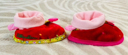 Chaussons Bébé Naissance Lilliputiens - Rouge à Pois Multicolores et Chaussette Intégrée Lilliputiens