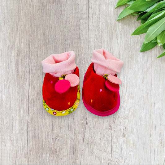 Chaussons Naissance Lilliputiens - Rouge à Pois Multicolores et Chaussette Intégrée Lilliputiens