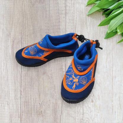 Chaussons de plage garçon Décathlon 26/27 bleu électrique orange semelle caoutchouc