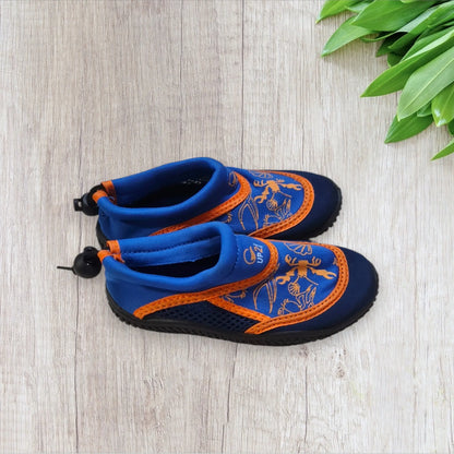 Chaussons de plage garçon Décathlon 26/27 bleu électrique orange semelle caoutchouc