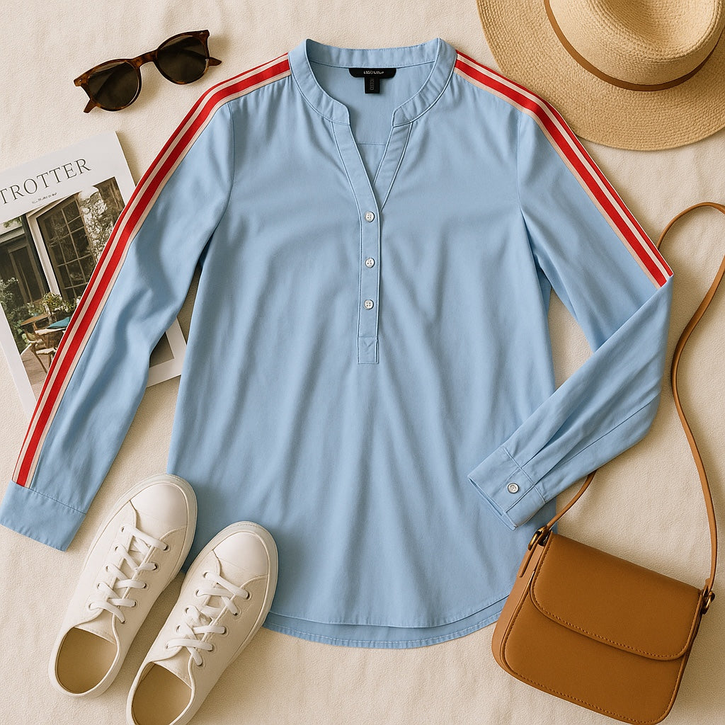 Chemise Femme Esmara Lidl - Bleu Clair à Rayures-Taille 38 - la petite friperie