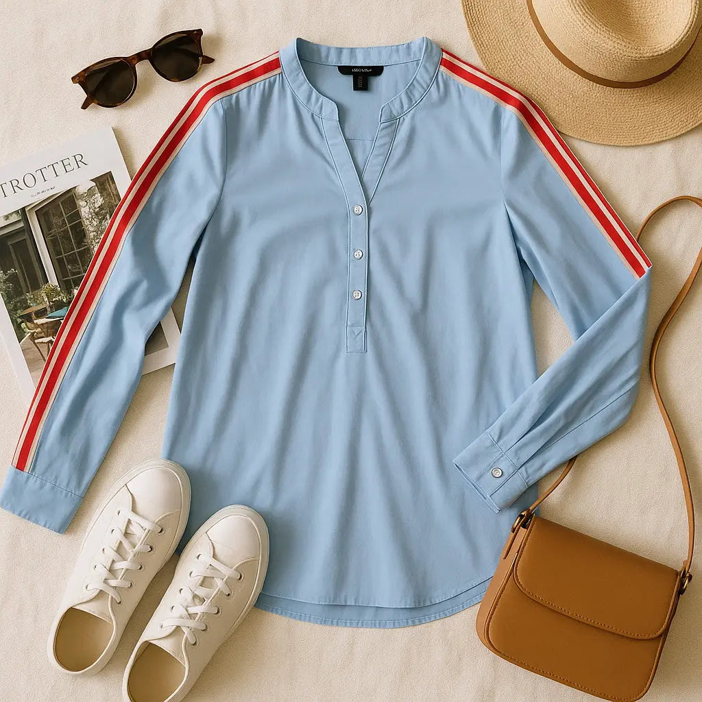 Chemise Femme Esmara Lidl - Bleu Clair à Rayures-Taille 38 - la petite friperie