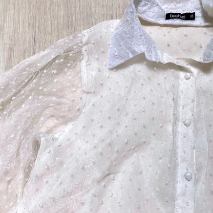 Chemise Femme en Tulle à Petits Pois - Taille XL