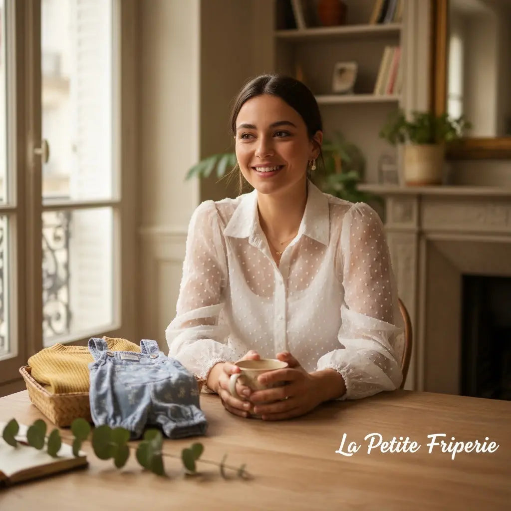Chemise Femme en Tulle à Petits Pois - Taille XL