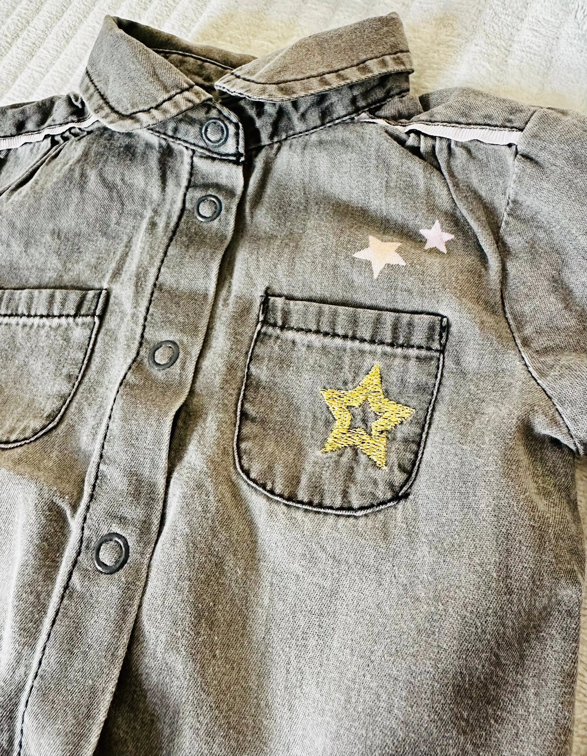 Chemise en jean grise - Bébé fille - Taille 3 mois - Bébé 9 bébé 9