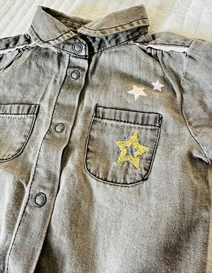 Chemise en jean grise - Bébé fille - Taille 3 mois - Bébé 9 bébé 9