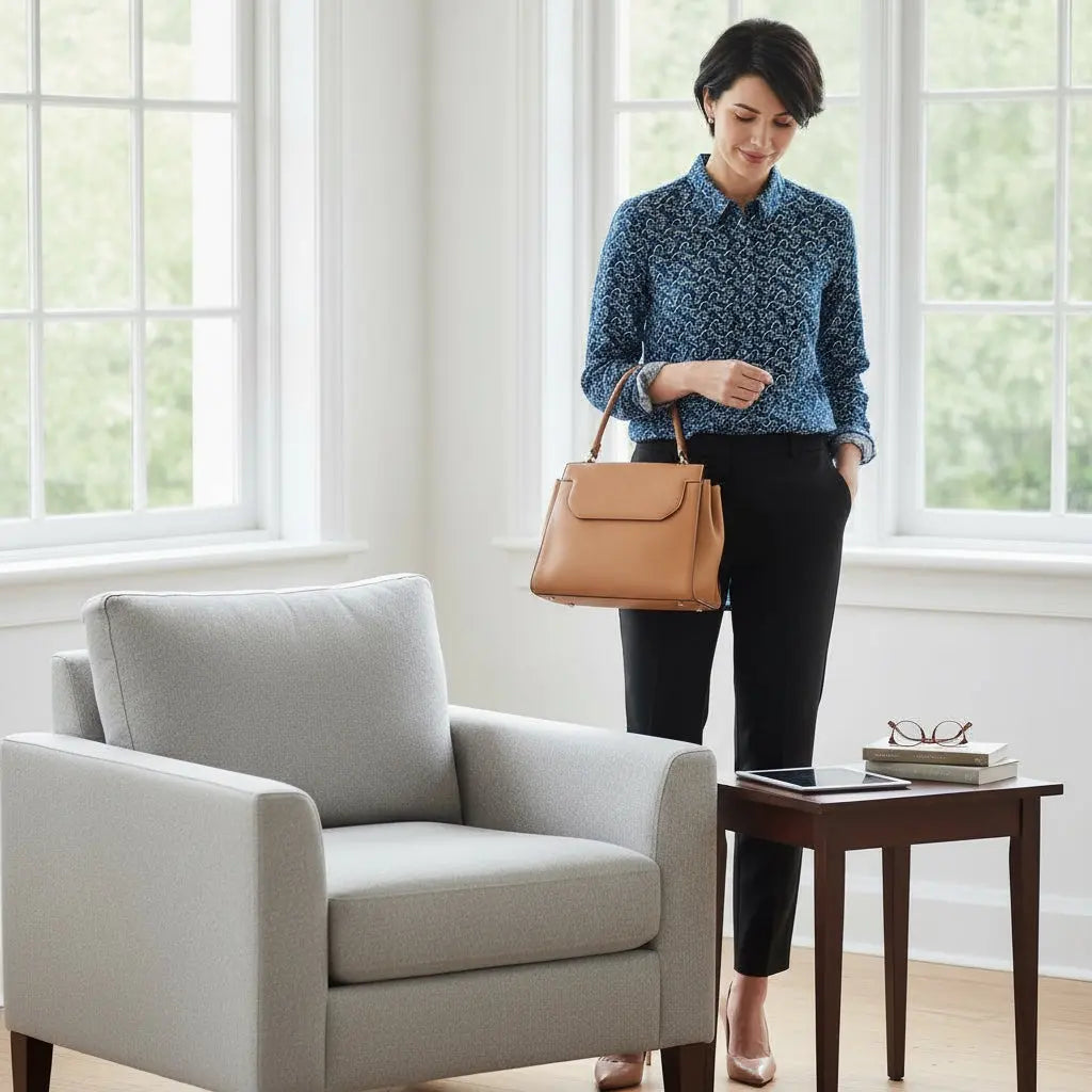 Chemise fluide Cyrillus femme 44 en cupro et viscose, bleu marine fleuri turquoise et blanc.